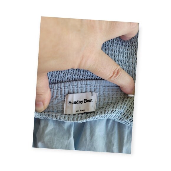 Aritzia Blue Dropwaist Cotton Poplin Dress Size L - Picture 10 of 11